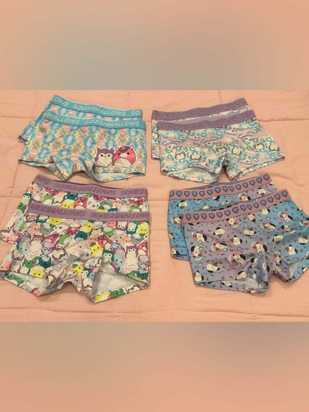 Squishmallows Girls' Cotton-Blend Boxer Briefs - 8 Pairs